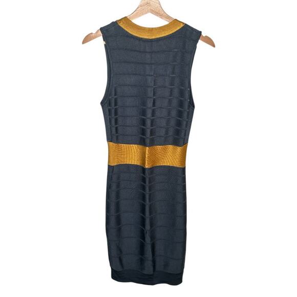 French Connection Slate Gray Blue Sleeveless V-Neck Bandage Sheath Dress 6 - Picture 2 of 5